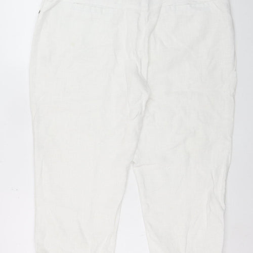 Micha Women White Cropped Relaxed Jeans Size 18 Ramie Fabric