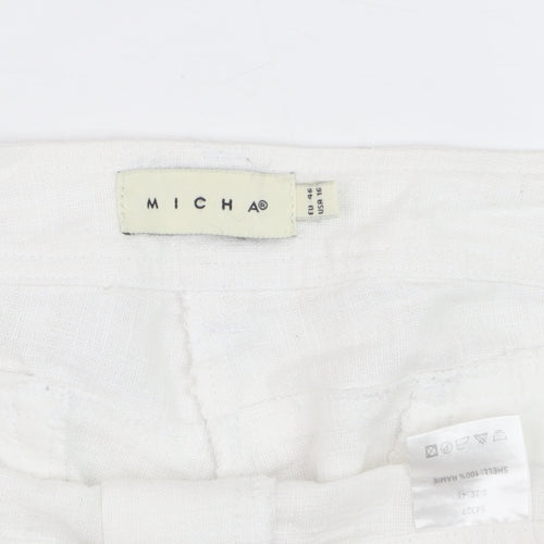 Micha Women White Cropped Relaxed Jeans Size 18 Ramie Fabric
