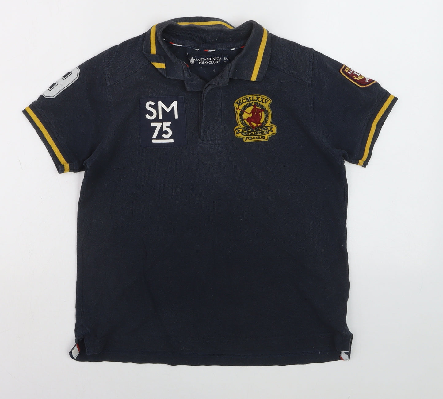 Santa Monica Polo Club Boys Blue 8-9 Years Embroidered Polo Shirt