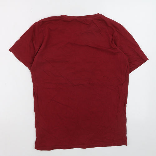 Crosshatch Men's Red Cotton Crew Neck Short Sleeve T-Shirt Size S