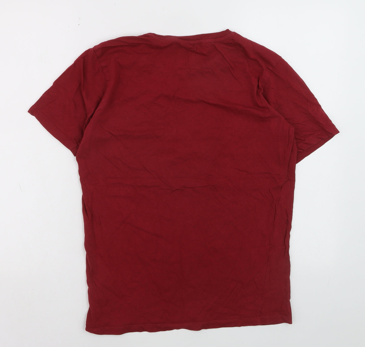 Crosshatch Men's Red Cotton Crew Neck Short Sleeve T-Shirt Size S