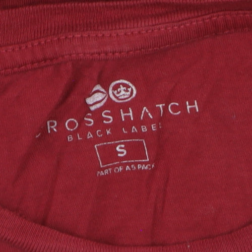 Crosshatch Men's Red Cotton Crew Neck Short Sleeve T-Shirt Size S