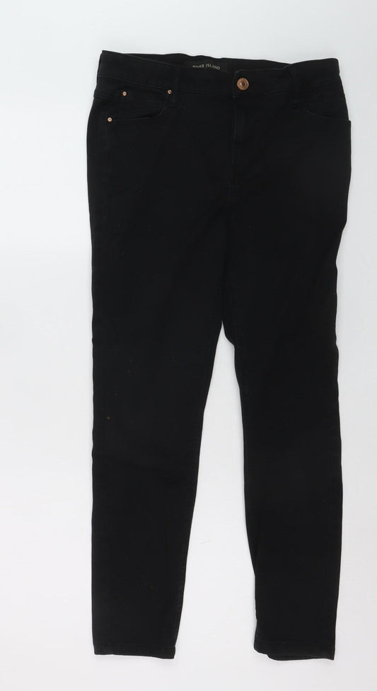 River Island Womens Black Skinny Jeans Size 14 Stretch Denim