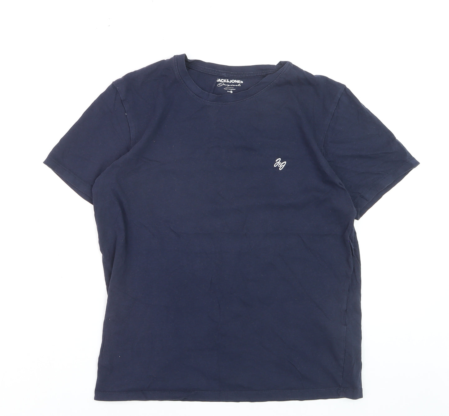 Jack & Jones Men's Navy Blue Crew Neck Cotton T-Shirt Size S