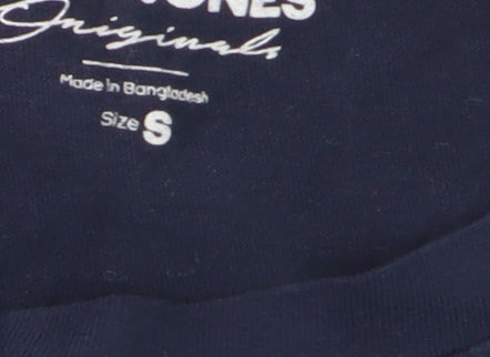 Jack & Jones Men's Navy Blue Crew Neck Cotton T-Shirt Size S