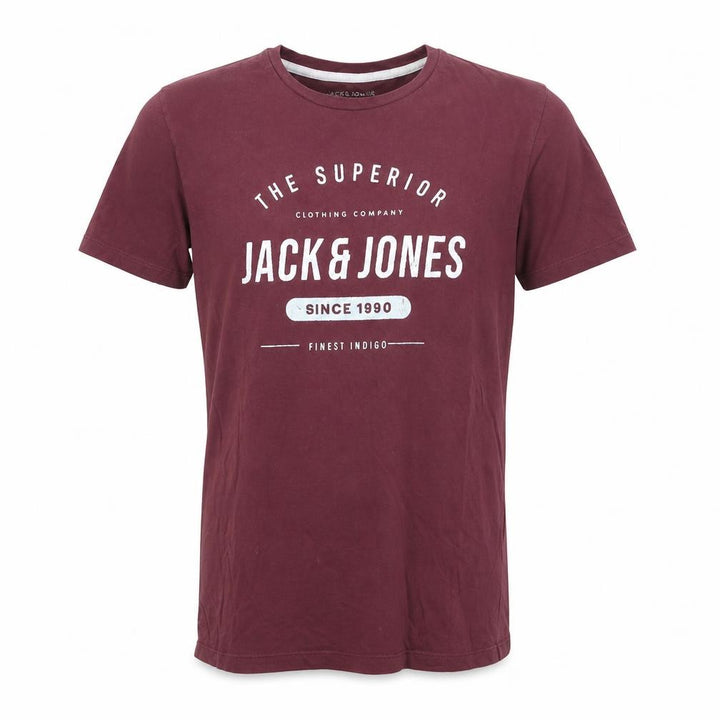 Jack & Jones Men's Red Graphic Crew Neck Regular Fit T-Shirt Size S