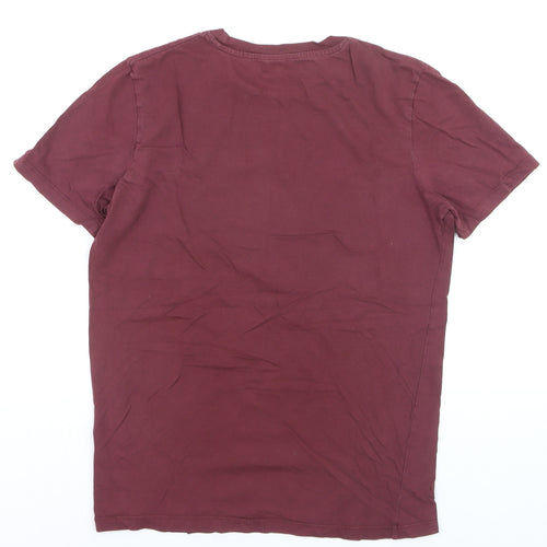 Jack & Jones Men's Red Graphic Crew Neck Regular Fit T-Shirt Size S