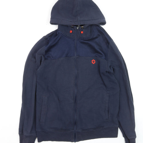 Jack & Jones Men’s Blue Full Zip Hoodie Size M Cotton Blend