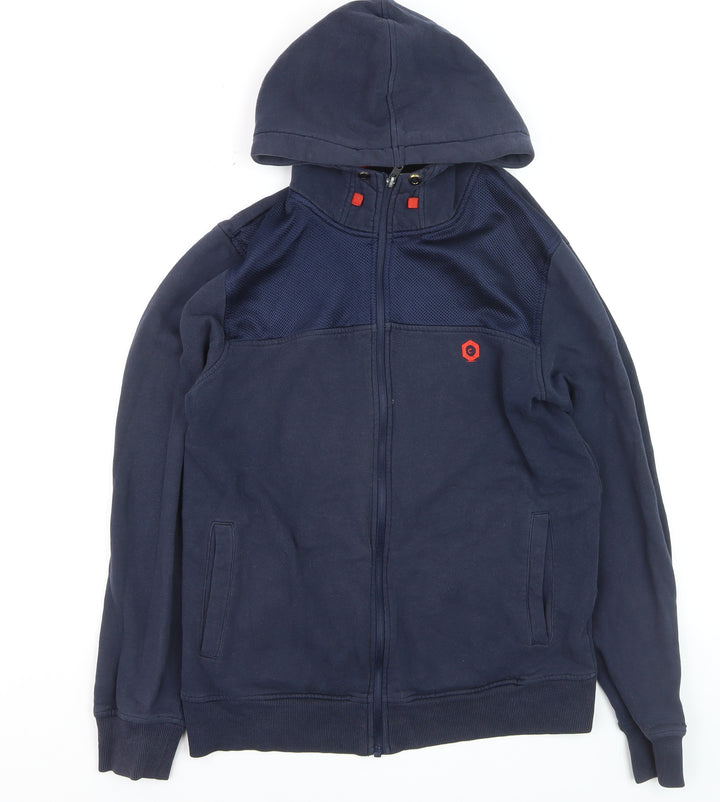 Jack & Jones Men’s Blue Full Zip Hoodie Size M Cotton Blend