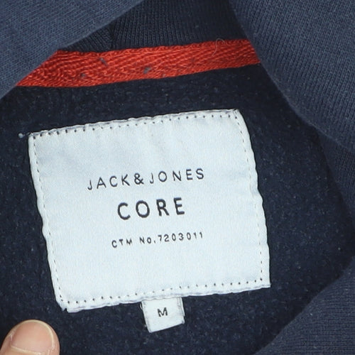 Jack & Jones Men’s Blue Full Zip Hoodie Size M Cotton Blend