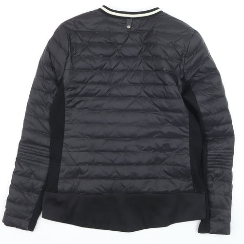 PBO Women Black Quilted Bomber Jacket Size 8 Full Zip Down Filled