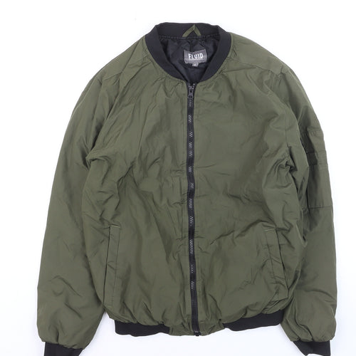 Fluid Men's Green Bomber Jacket Size S Polyester Casual
