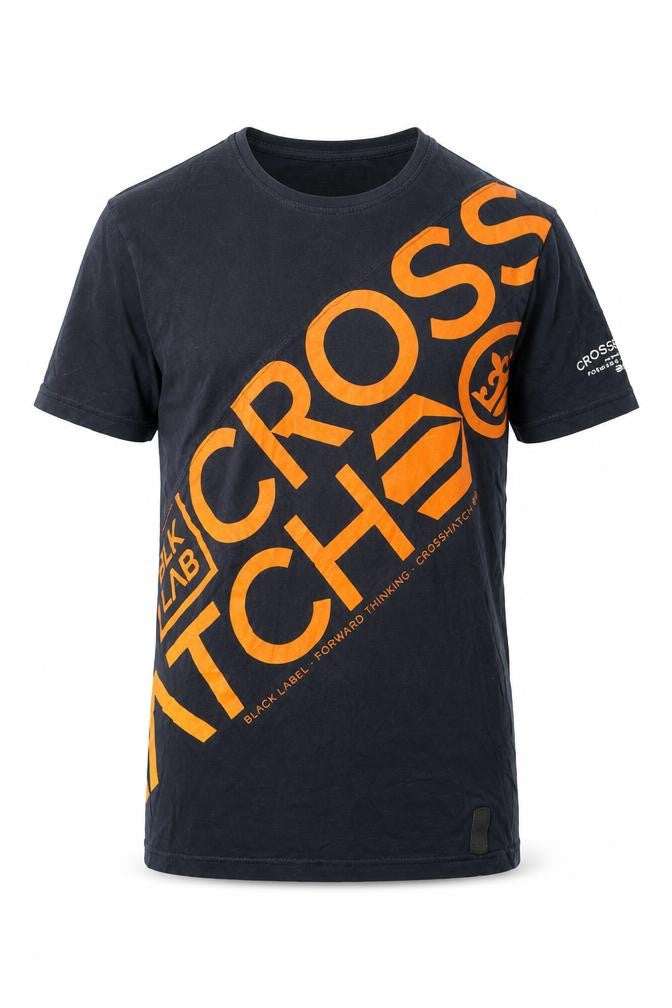 Front view of Crosshatch Men's Black Graphic Print T-Shirt, size S