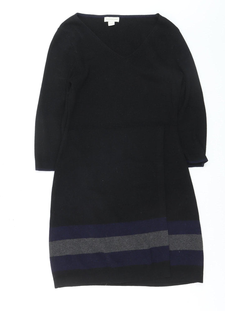 Monsoon Women’s Black Colourblock Knit Shift Dress Size 12