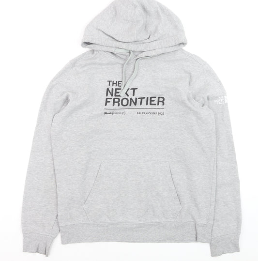 The North Face Men’s Grey Pullover Hoodie M Fleece Cotton Blend