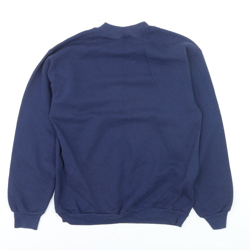 Screen Stars Girls Navy Blue Pullover Jumper Small Cotton Blend Embroidered
