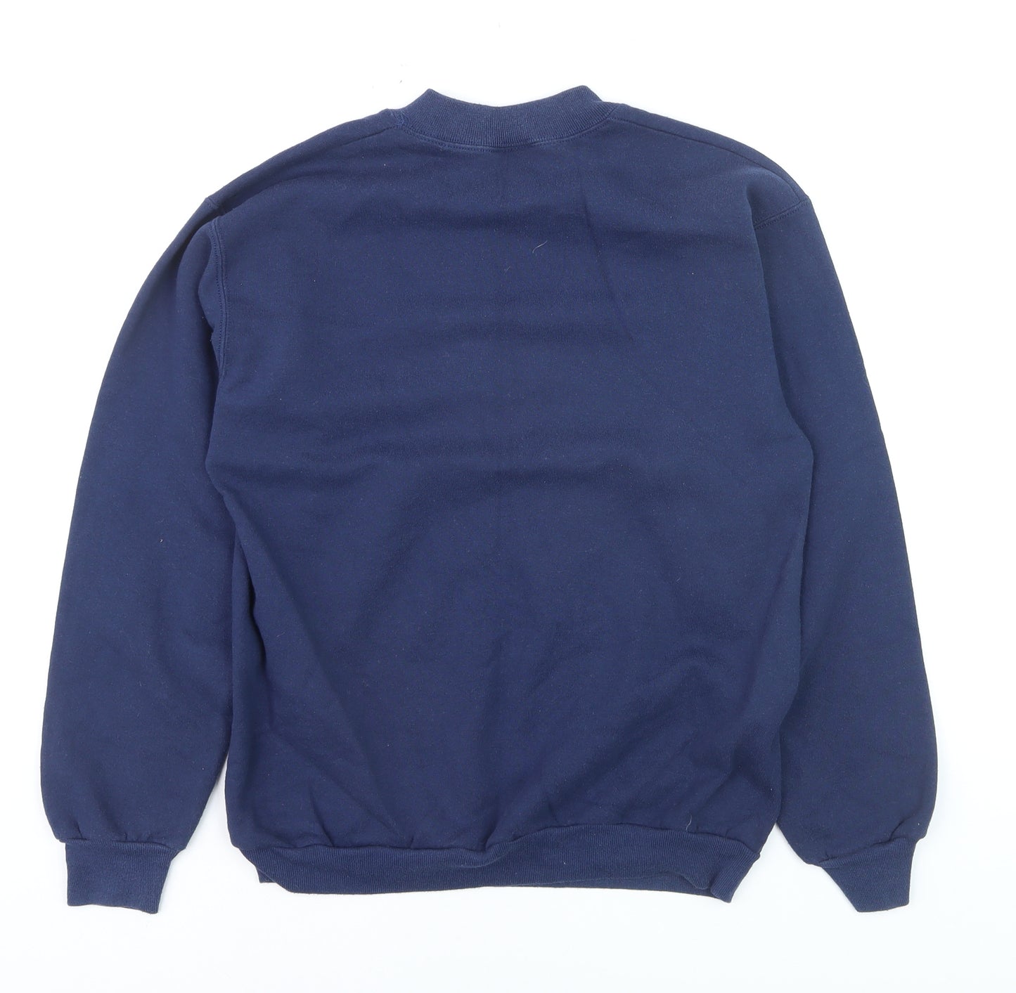 Screen Stars Girls Navy Blue Pullover Jumper Small Cotton Blend Embroidered