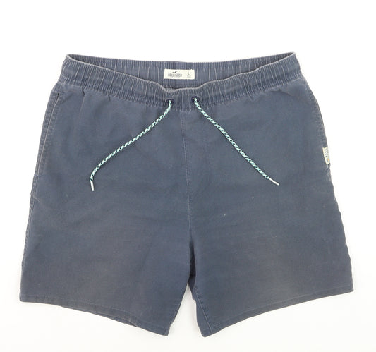 Hollister Men Blue Regular Fit Bermuda Shorts Size L Casual Summer
