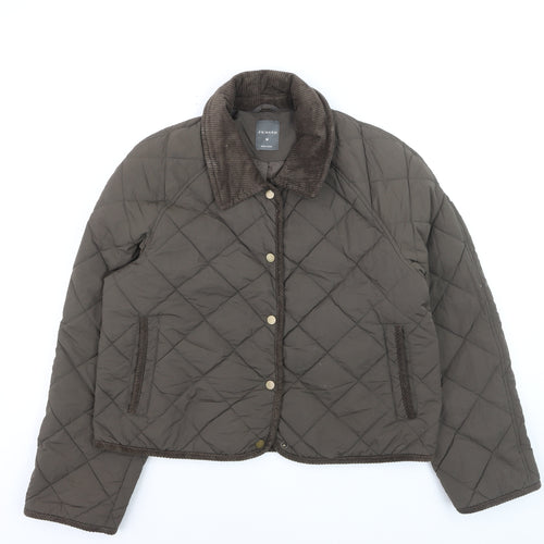 Primark Women Brown Quilted Short Jacket Size M Casual Quilted Style