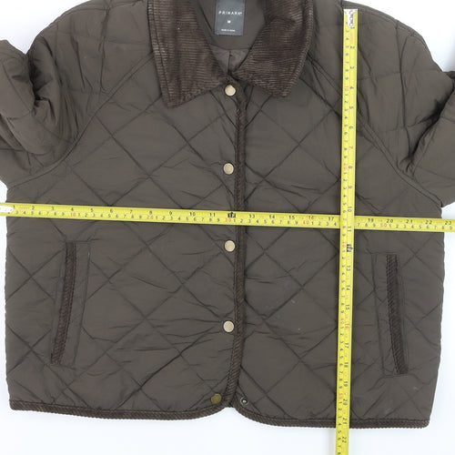Primark Women Brown Quilted Short Jacket Size M Casual Quilted Style