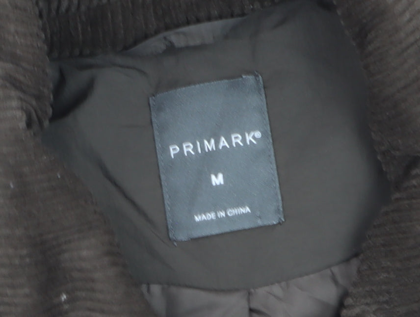 Primark Women Brown Quilted Short Jacket Size M Casual Quilted Style