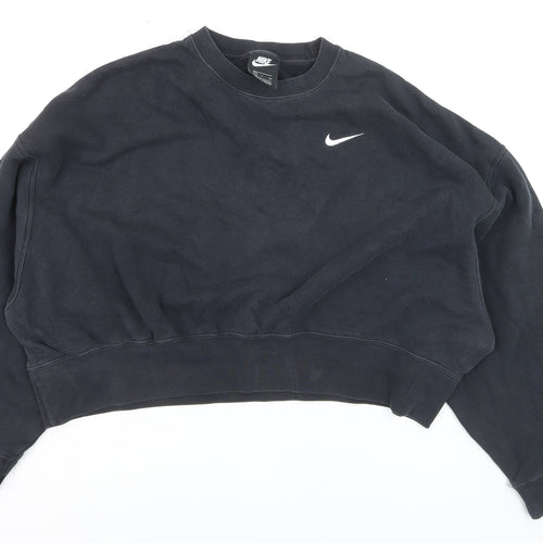 Nike Women's Black Small Pullover Sweatshirt Crew Neck Logo Classic Fit
