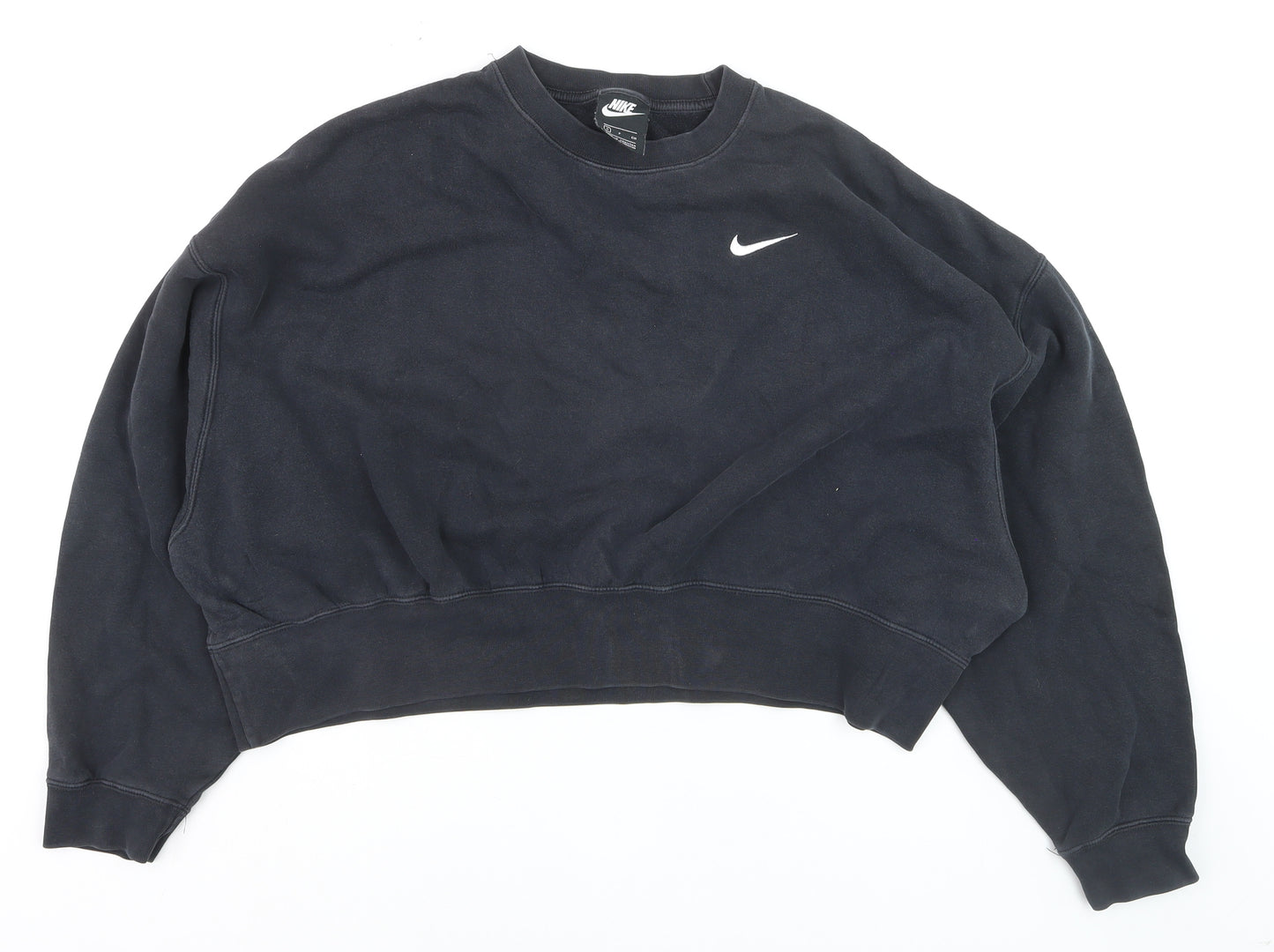 Nike Women's Black Small Pullover Sweatshirt Crew Neck Logo Classic Fit