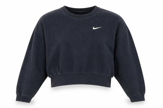 Front view of Nike Women's Black Small Pullover Sweatshirt Crew Neck Logo Classic Fit