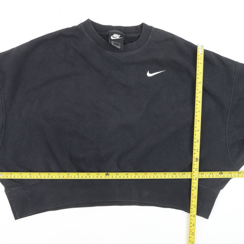 Nike Women's Black Small Pullover Sweatshirt Crew Neck Logo Classic Fit