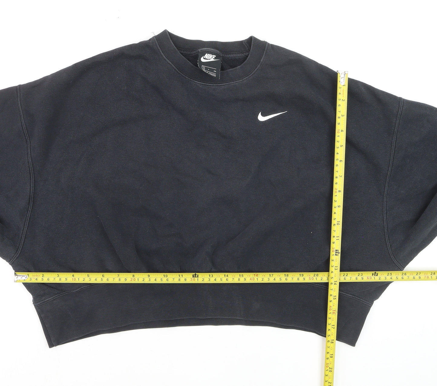 Nike Women's Black Small Pullover Sweatshirt Crew Neck Logo Classic Fit