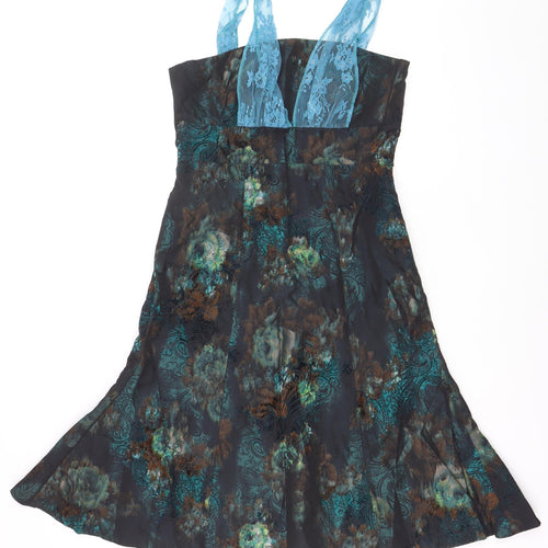 feeG Women’s Multicoloured Floral A-Line Knee Length Dress Size 12