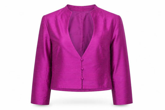 Front view of Condici Women's Purple Silk Long Sleeve Wrap Blouse, size 18