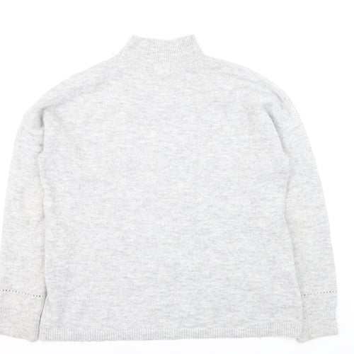 Oasis Women’s Grey Mock Neck Cable Knit Pullover Jumper Size M