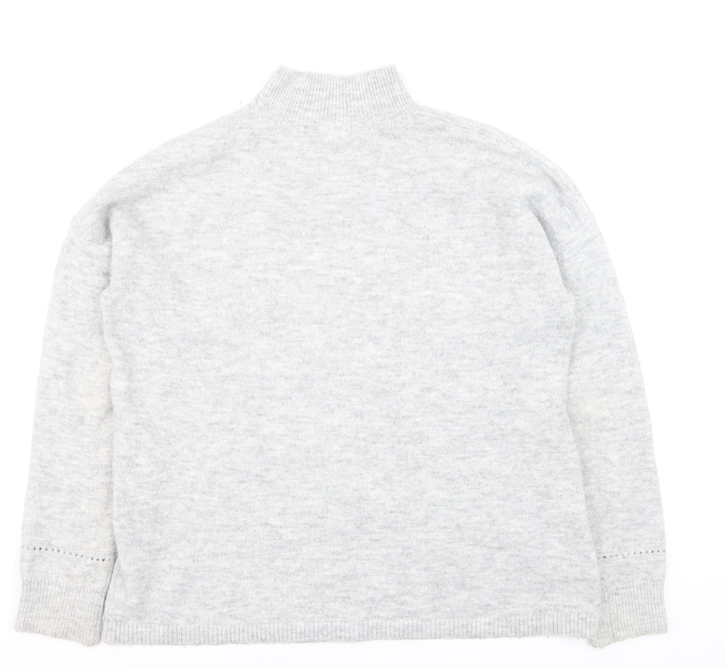 Oasis Women’s Grey Mock Neck Cable Knit Pullover Jumper Size M