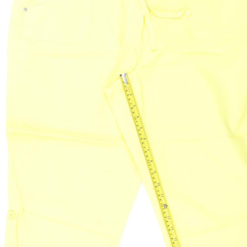 BHS Women Yellow Capri Trousers Size 18 Cotton Twill Casual
