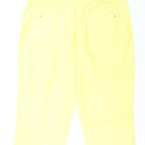 BHS Women Yellow Capri Trousers Size 18 Cotton Twill Casual