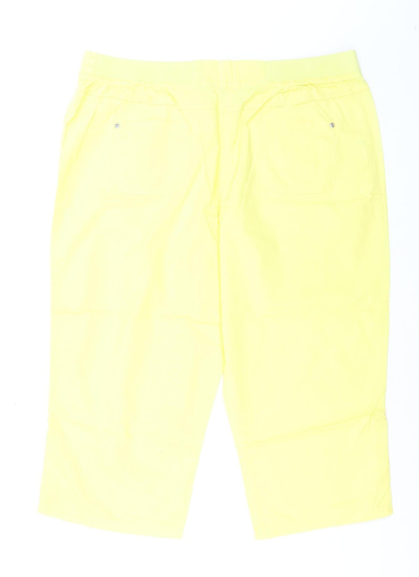 BHS Women Yellow Capri Trousers Size 18 Cotton Twill Casual