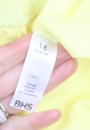BHS Women Yellow Capri Trousers Size 18 Cotton Twill Casual