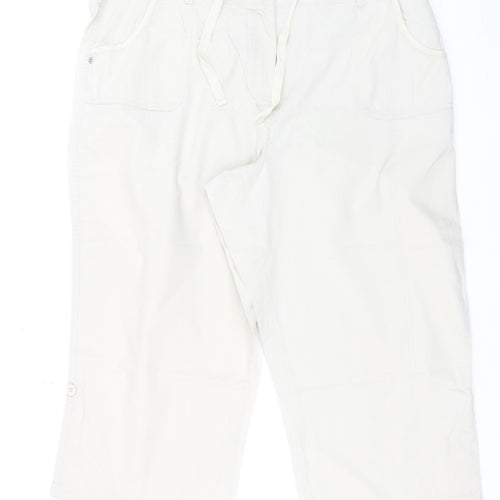 BHS Women’s Beige Cotton Blend Capri Trousers Size 18