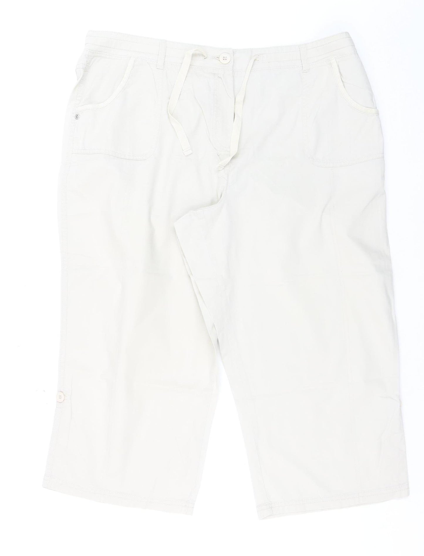BHS Women’s Beige Cotton Blend Capri Trousers Size 18