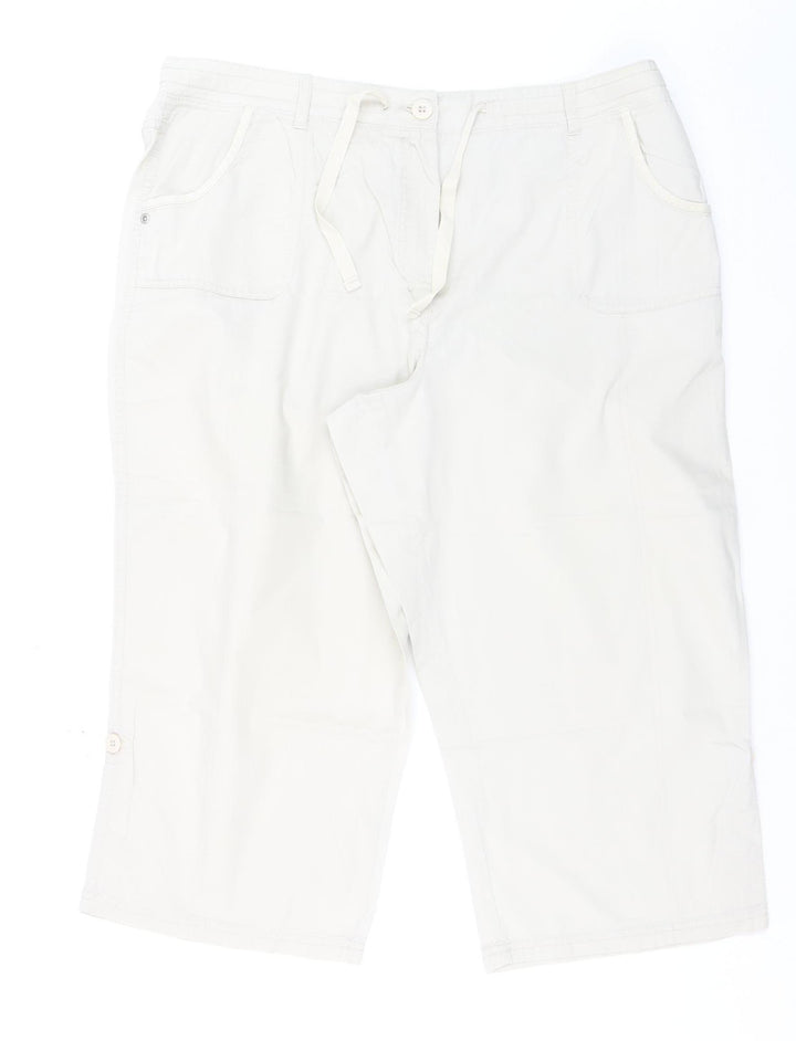 BHS Women’s Beige Cotton Blend Capri Trousers Size 18