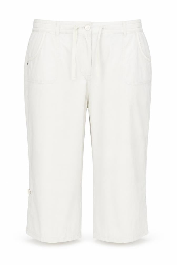 Front view of BHS Women’s Beige Cotton Blend Capri Trousers, size UK 18
