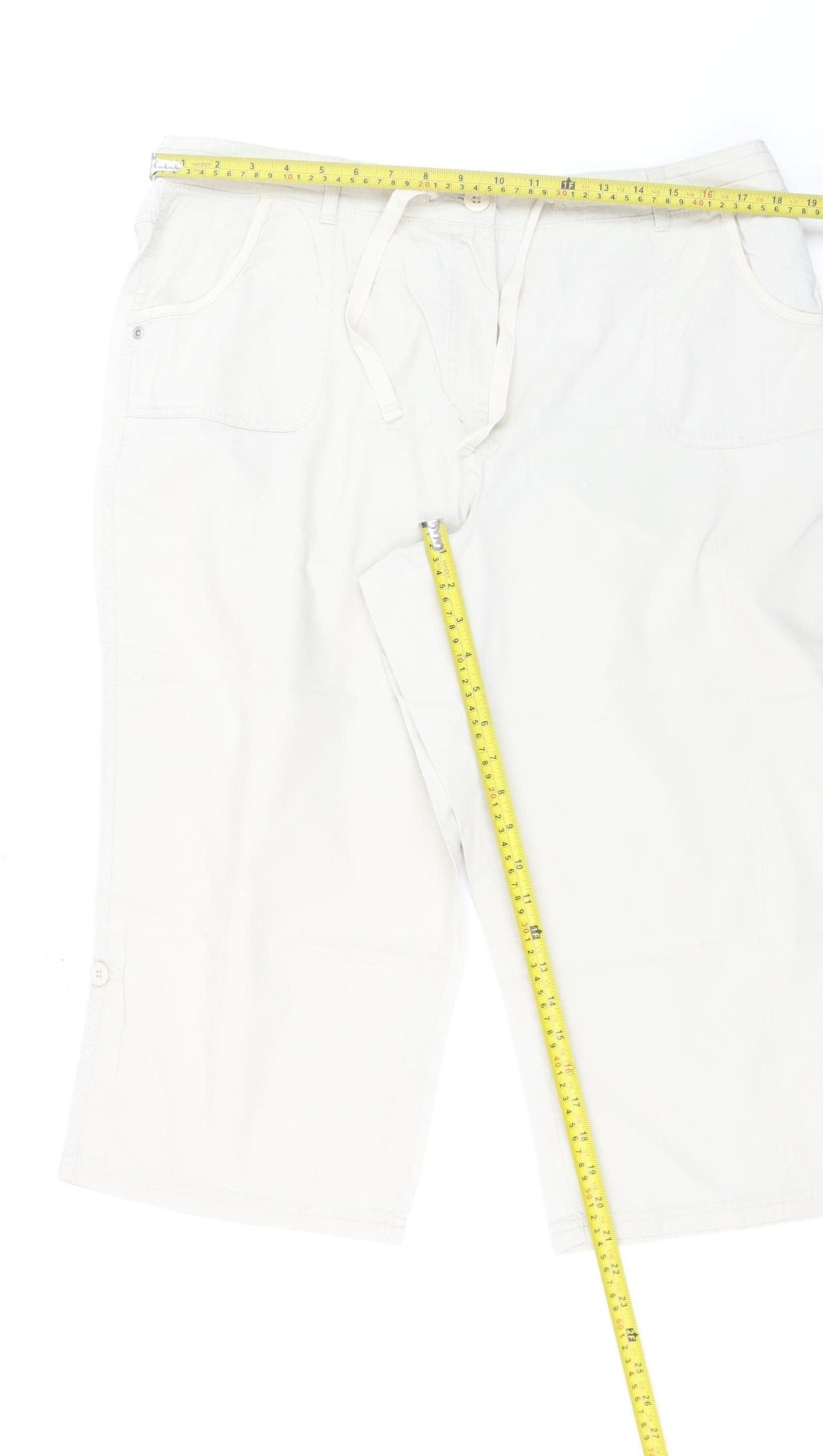 BHS Women’s Beige Cotton Blend Capri Trousers Size 18