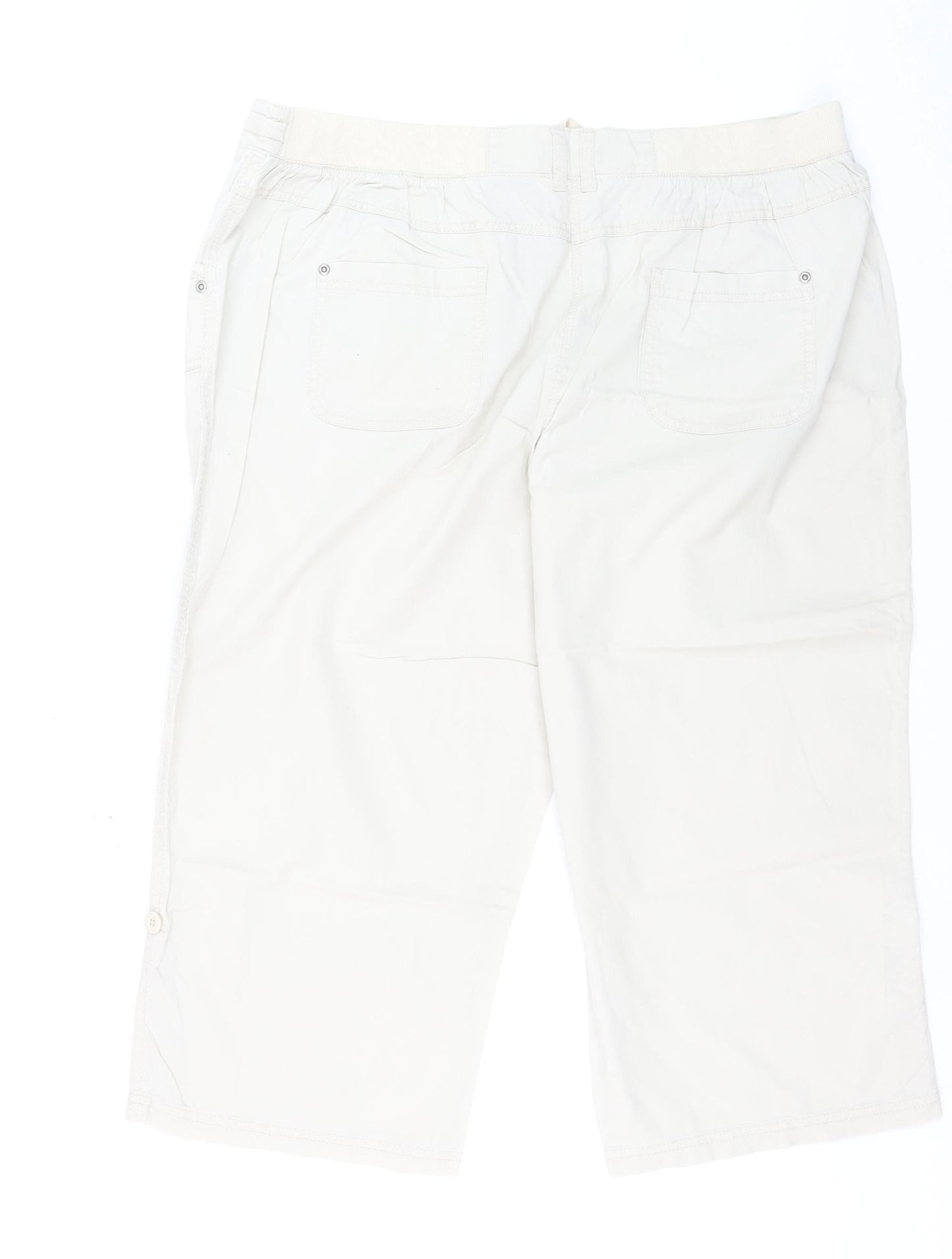 BHS Women’s Beige Cotton Blend Capri Trousers Size 18