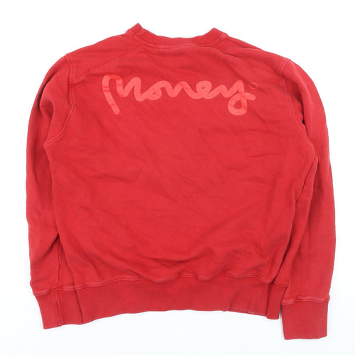 Money Women Red Crew Neck Pullover Sweatshirt L Cotton Blend