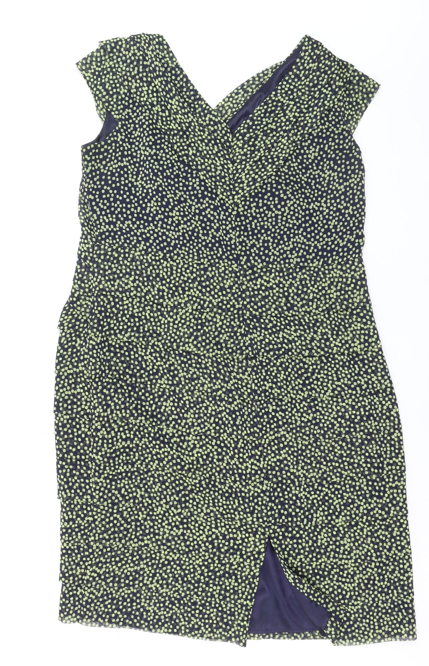 Jacques Vert Women Blue Polka Dot Sheath Dress Size 18