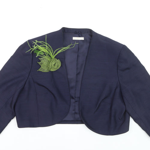Jacques Vert Women Blue Cropped Suit Jacket Size 20 Elegant Wedding