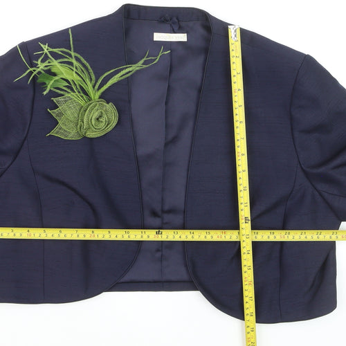 Jacques Vert Women Blue Cropped Suit Jacket Size 20 Elegant Wedding