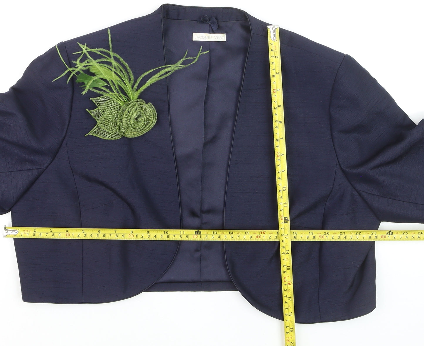 Jacques Vert Women Blue Cropped Suit Jacket Size 20 Elegant Wedding