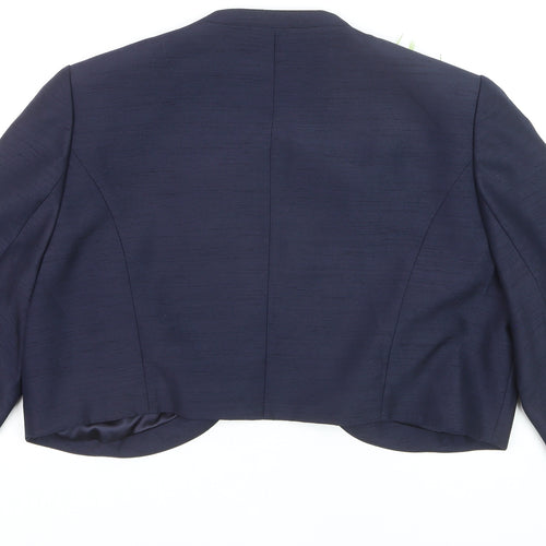 Jacques Vert Women Blue Cropped Suit Jacket Size 20 Elegant Wedding